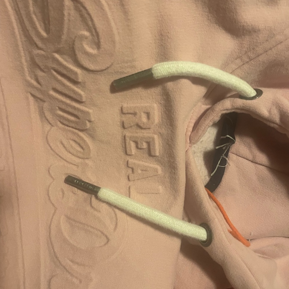 Superdry Blush Pink Hoodie with White Accents